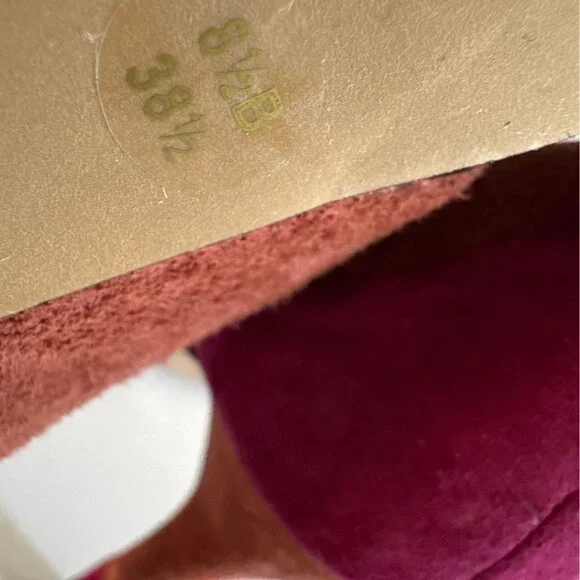 Women’s Suede Peep Toe Heels Size 8.5 M Orange Black Pink Color block Formal - Picture 12 of 14